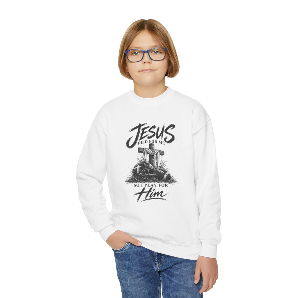 Play for Him Football Youth Crewneck