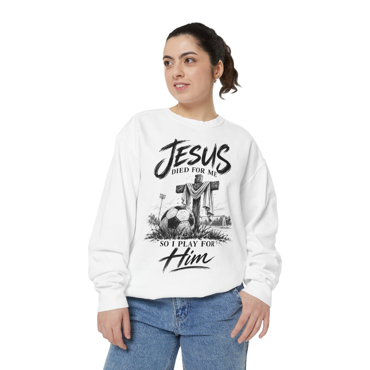 Play for Him Soccer Unisex Crewneck