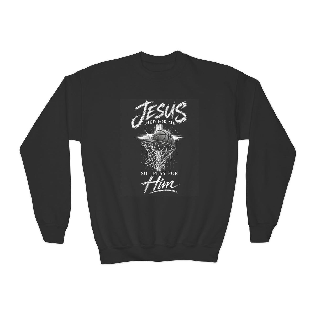 Play for Him Basketball Unisex Youth Crewneck