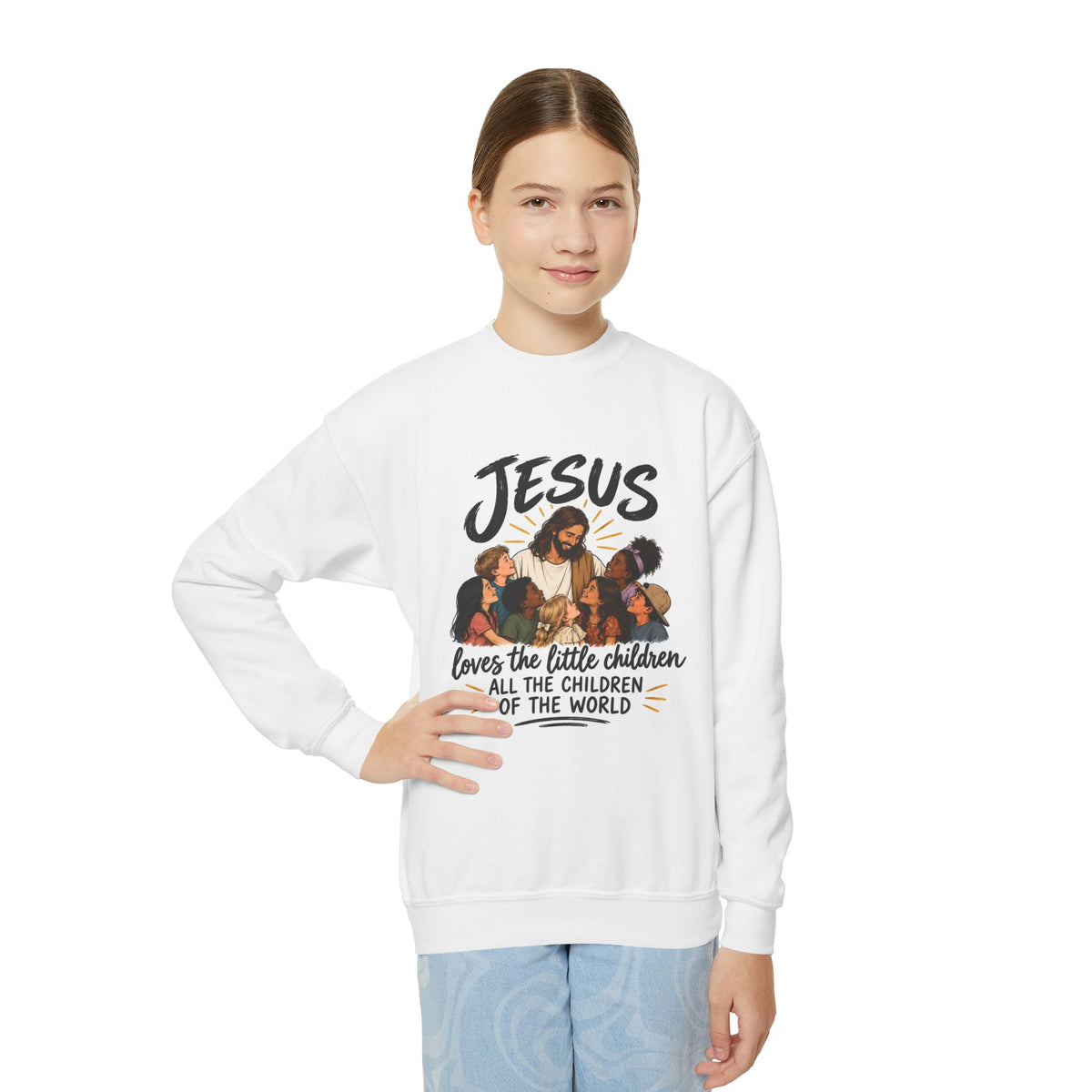 Jesus Loves The Little Children Crewneck