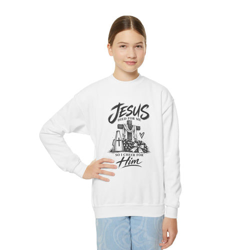Cheer for Him Cheerleading Youth Crewneck