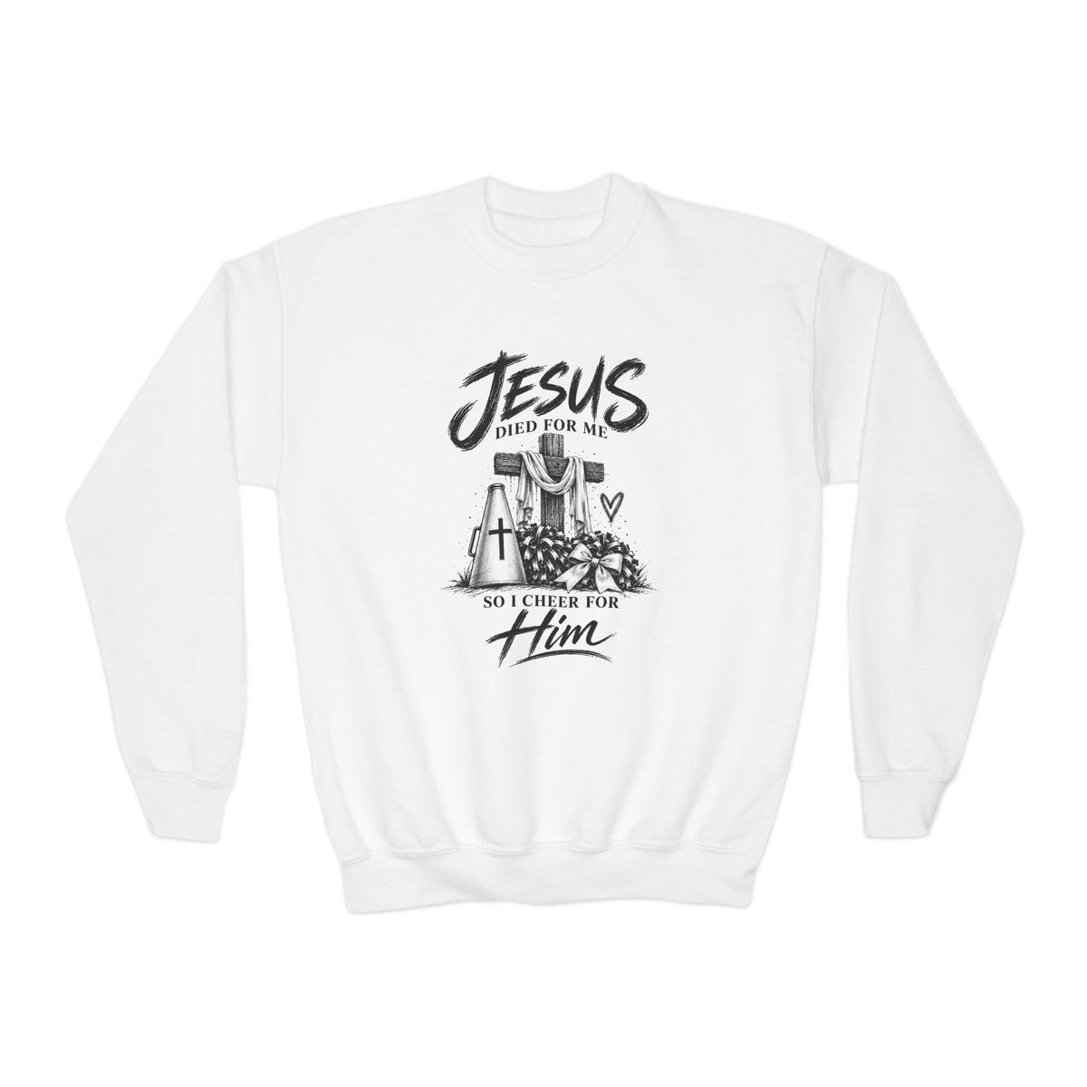 Cheer for Him Cheerleading Youth Crewneck