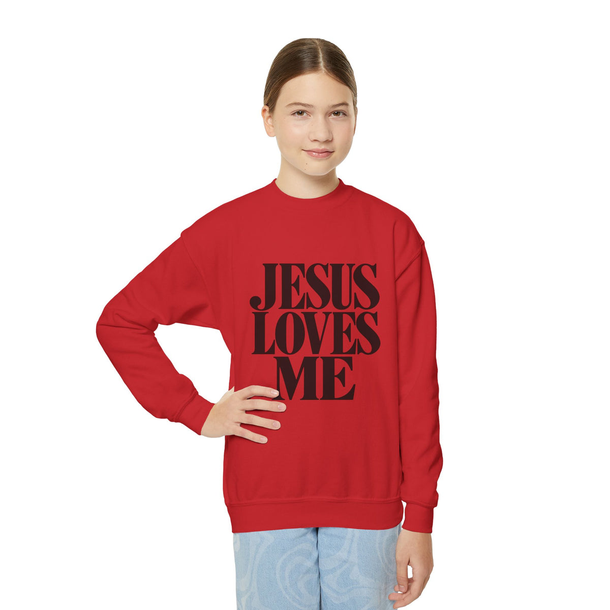 Jesus Loves Me Youth Crewneck