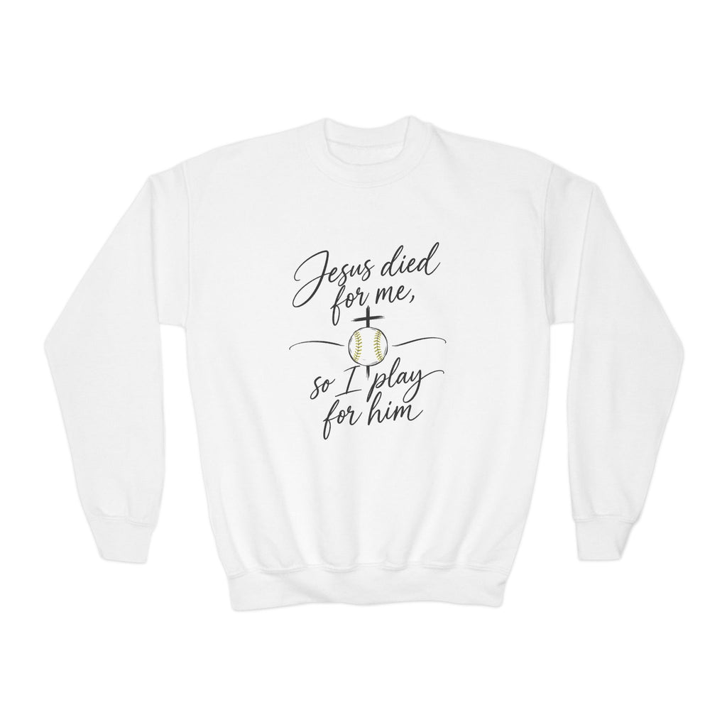 Play for Him Softball Youth Crewneck