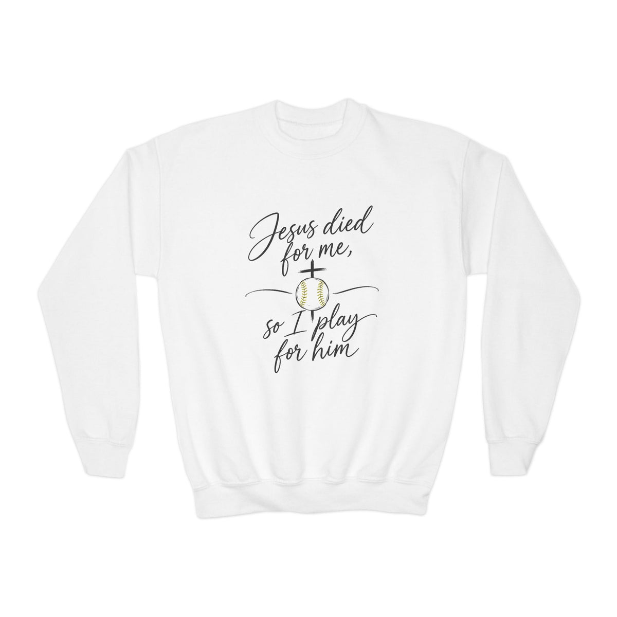 Play for Him Softball Youth Crewneck