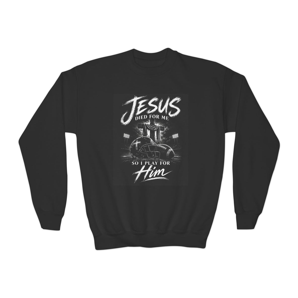 Play for Him Football Youth Crewneck