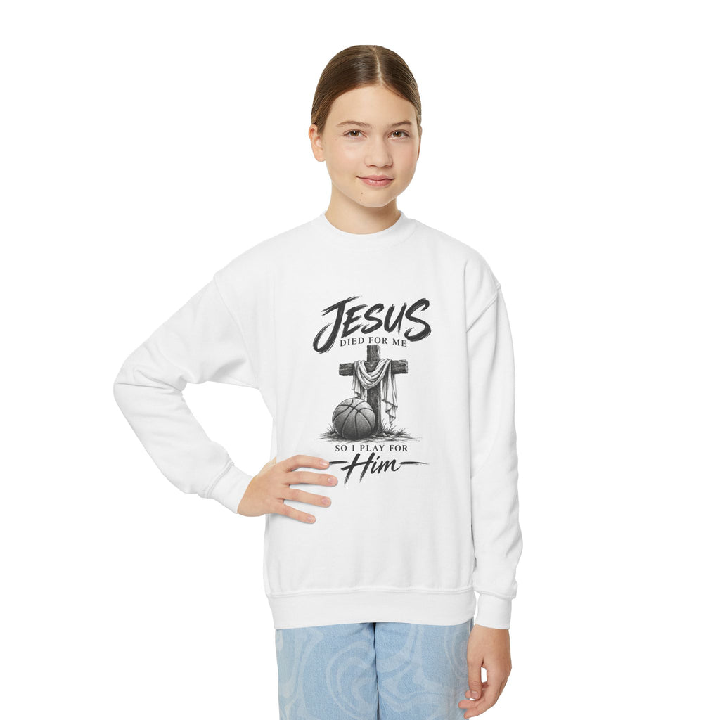 Play for Him Basketball Unisex Youth Crewneck