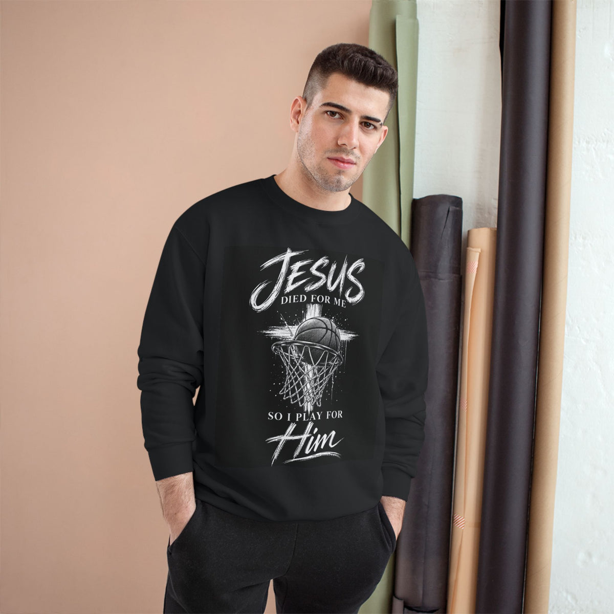 Play for Him Basketball Unisex Champion Crewneck