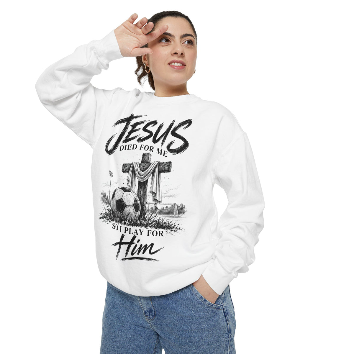 Play for Him Soccer Unisex Crewneck