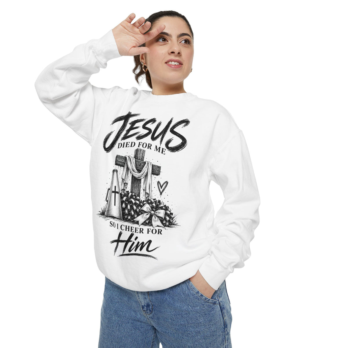 Cheer for Him Cheerleading Crewneck
