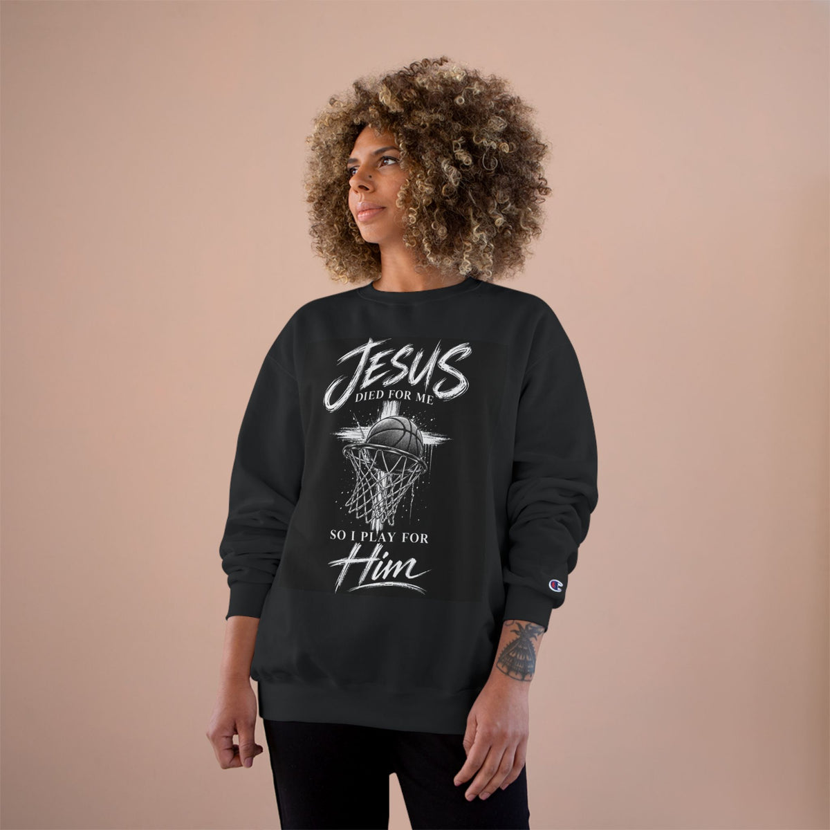 Play for Him Basketball Unisex Champion Crewneck