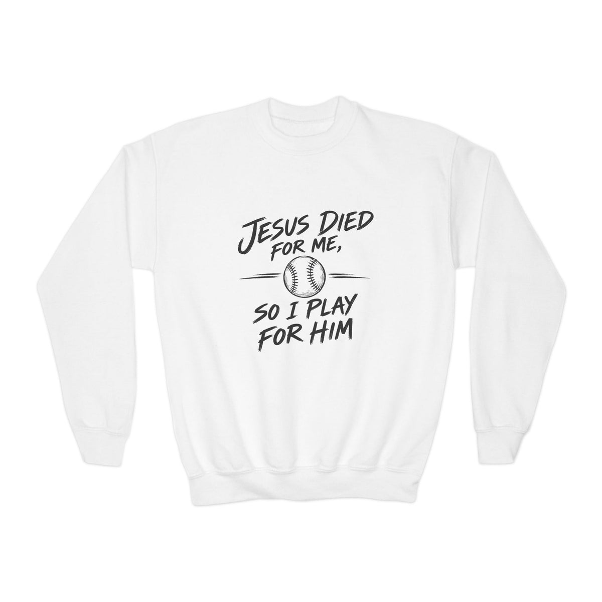Play for Him Baseball Youth Crewneck